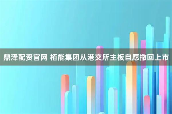 鼎泽配资官网 栢能集团从港交所主板自愿撤回上市